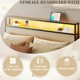thumbnail image 7 of Lifezone Rustic Adult Queen MDF Metal Bookcase Bed with LED Light & Drawers, Beige, 7 of 7