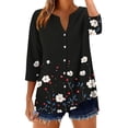 thumbnail image 3 of Danhjin Print Button Down Shirts for Women 3/4 Sleeve Loose Fashion Shirts Casual Going out Fall Summer Spring Tops, 3 of 7