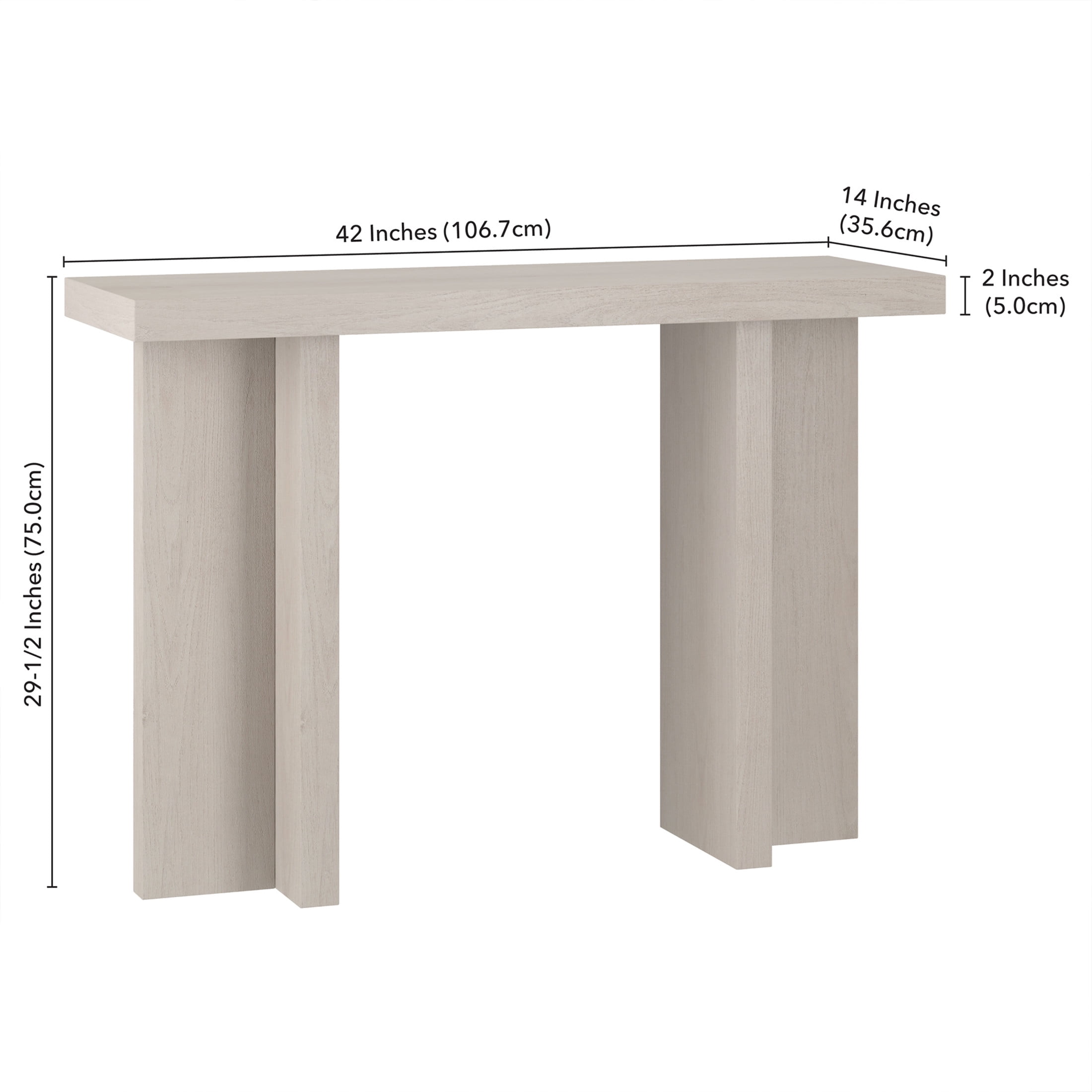 Evelyn&Zoe Adjustable Medium Density Fiberboard Console Table, Alder White
