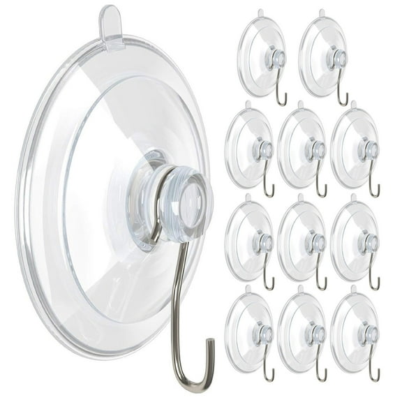 TNOBHG Heavy-duty Suction Hook 12pcs Removable Suction Cup Hooks Transparent Multi-surface Suction Cup Hook Kitchen Bathroom Shower Hook