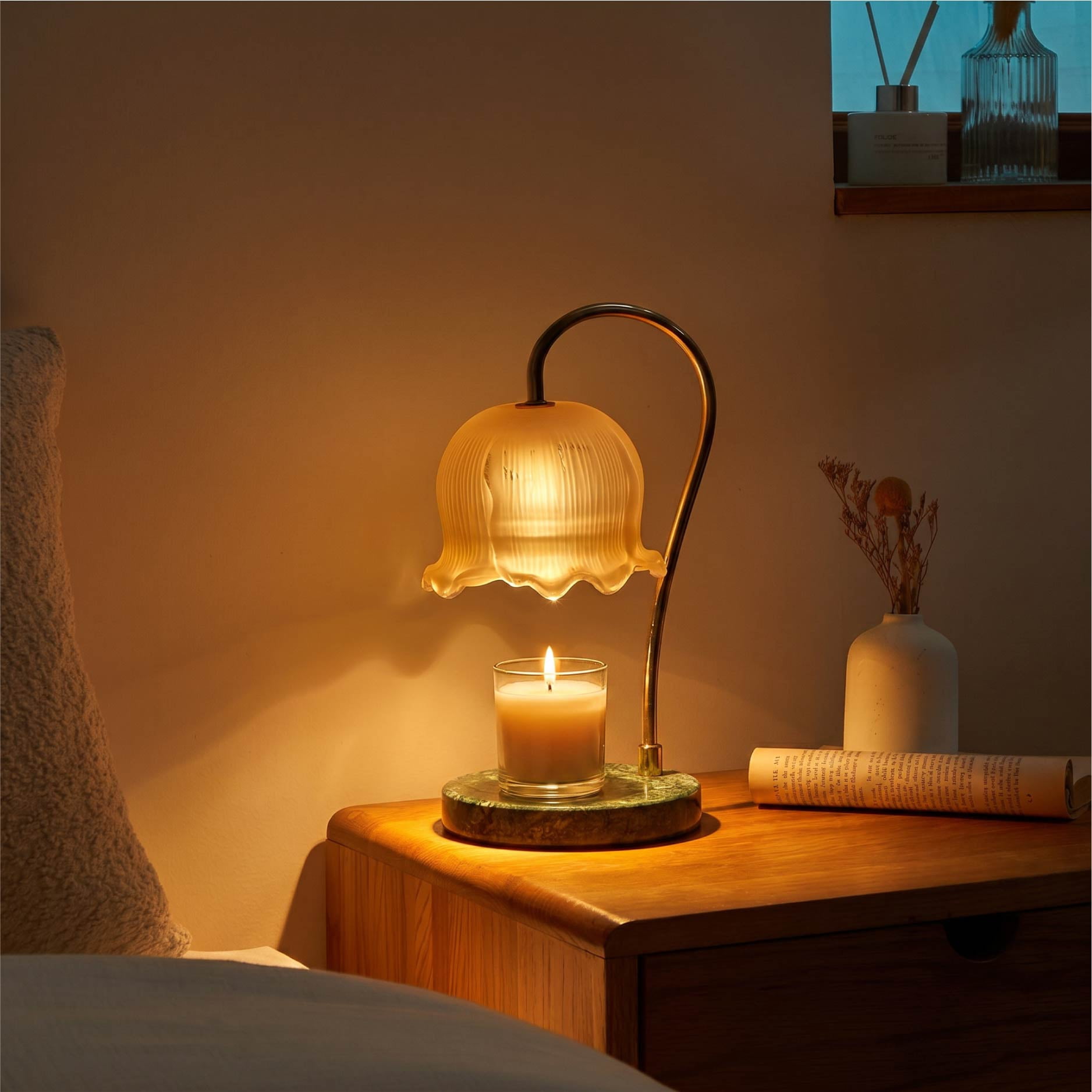 Stylehouse Green Marble Candle Warmer Lamp