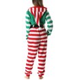 thumbnail image 3 of TBKOMH Christmas Onesie Hooded Pajama Plush Jumpsuit Candy Cane Print Costume Long Sleeve Full Body One Piece Loungewear for Adult Cozy Flannel Holiday Sleep Green M, 3 of 5