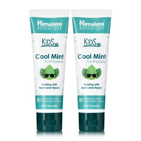 Himalaya Botanique Kids Toothpaste with Xylitol, Cool Mint Flavor, 4 oz, 2 Pack