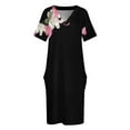thumbnail image 4 of Three Cherry Parfait Tea Roses vestido suelto con bolsillo para mujer, 4 of 7