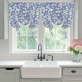 thumbnail image 4 of Watercolor Floral Balloon Curtains 63 Inch Length for Living Room/Bedroom, Spring Flower Leaves Botanical Blue Rod Pocket Privacy Door Curtains Decorative Tie Up Shade for Window 52"x63", 4 of 8