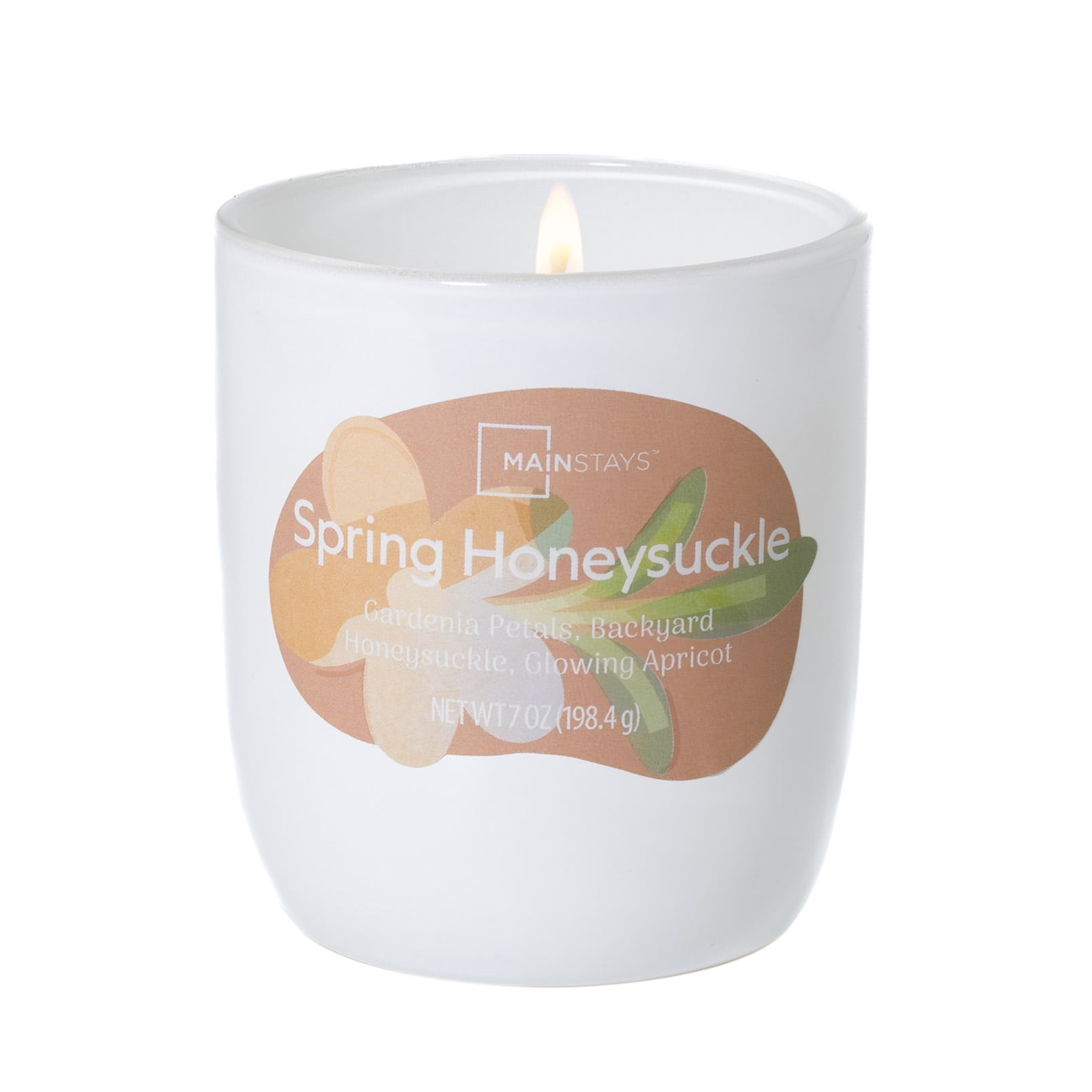 Mainstays Spring Honeysuckle 1-Wick Glossy Glass Candle, 7 oz