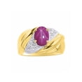 thumbnail image 1 of RYLOS Bagues pour Femmes Bague en Argent Plaquée Or 14K Pierre Précieuse Ovale 8X6MM et Diamants Design Classique Rubis Étoilé Bijoux pour Femmes Taille 7, 1 of 7