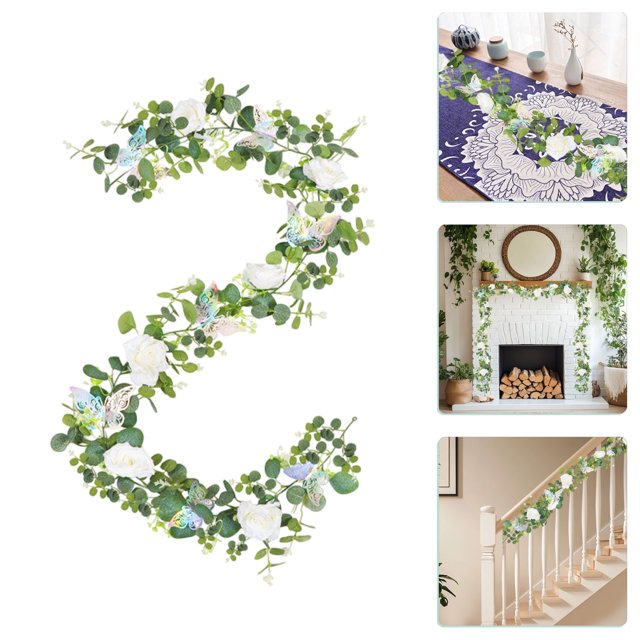 Artificial Rattan Peony Rose Vine | Spring Butterfly Accent | Realistic Silk Flower Garland | Multicolor Plastic | 180cm Length | Wedding Event Decor | Home Office Party Arrangement