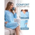 thumbnail image 4 of Casual Nights - Housecoats For Women, Snap Front Dusters For Women, Pure Cotton House Dresses For Elderly & Young with 2 Pockets, Blue Floral 3X, 4 of 7