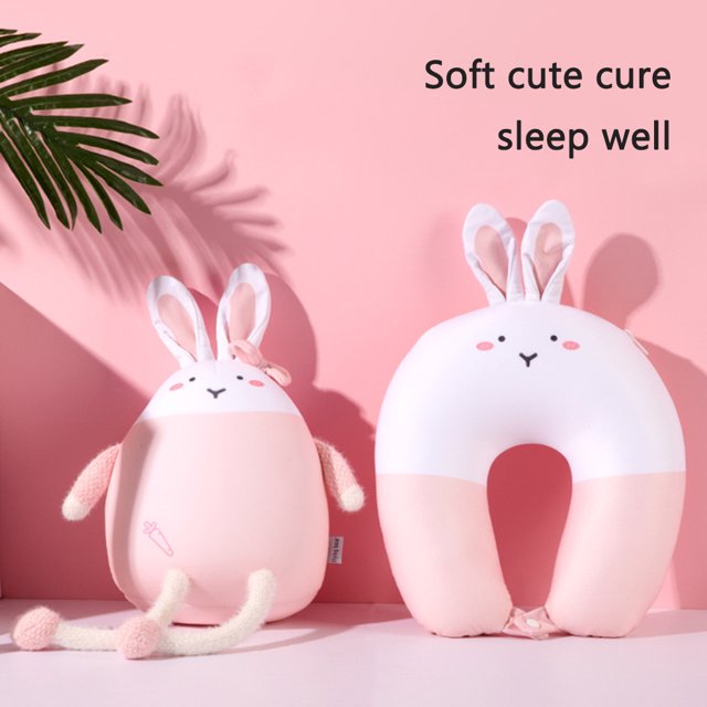 U Shape Neck Pillow 2 In 1 Neck Pillow Cute Bunny U Shape Neck Pillow Neck Support Pillow Travel Pillow Neck Support For Camping Hiking Car Aeroplane