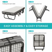 Twin Folding Bed with Mattress, 75 x 38 Portable Rollaway Bed for Adults, Metal Frame Foldable Guest Bed with Memory Foam Mattress, Daybed or Extra Sleeping Space with Side Storage Pocket