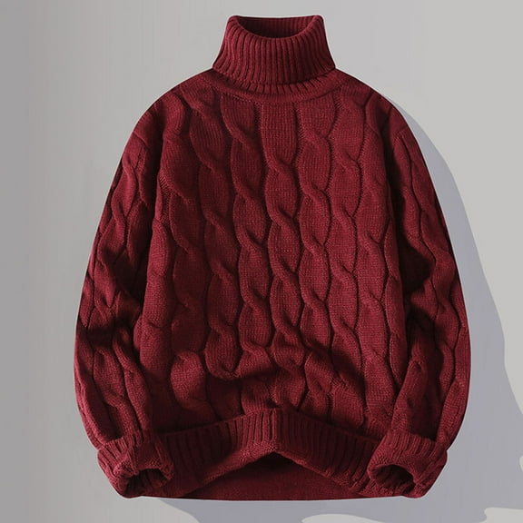 Handshe Men's High Neck Knit Sweater, Fashion Casual with Jacquard Design, Warm Winter Turtleneck Pullover for Daily Wear and Outdoor Activities