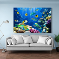 thumbnail image 3 of Rosework Framed Canvas Wall Art, 48x36 Inch, Ocean Wall Art and Blue Beach Wall Decor With Fish, Made In USA, 3 of 6