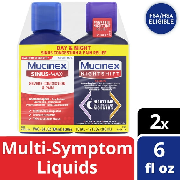Maximum Strength* MUCINEX® SINUSMAX® Severe Congestion & Pain & MUCINEX® Nightshift ® Sinus