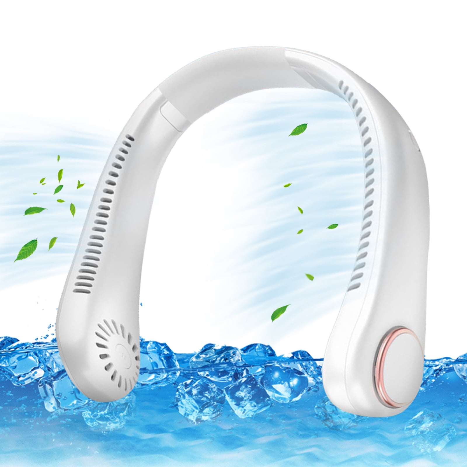 SZBXD Portable Neck Fan,Hands-Free Bladeless Neck Air Fan with 3 Speeds Adjustment 78 Air Outlet 360 Free Rotation,USB Rechargeable  Neck Fan Air Cooler for Indoor Outdoor-White