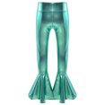 thumbnail image 5 of Linjinx Kids Girls Metallic Jazz Hip Hop Dance Outfits Tassel Long Sleeve Bomber Jacket Coat and Flared Pants Set Light Green 8, 5 of 6