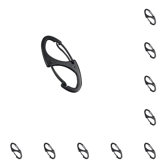Advancent Hebilla a presión para exteriores Escalada en roca Liberación rápida Aleación de zinc Hebilla de resorte Tipo S Mini Clip, Negro negro 10piezas