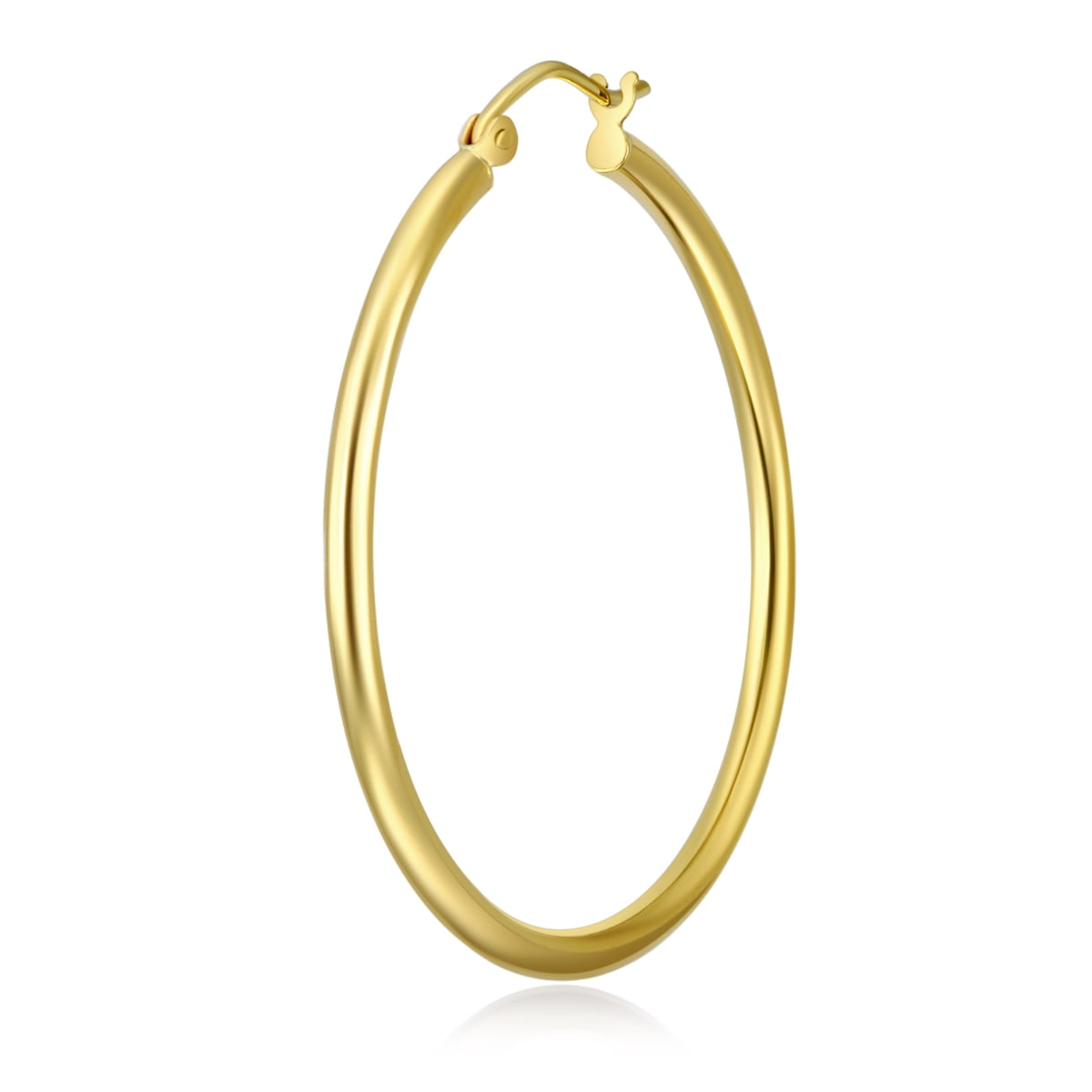 10 Different Size Available Wellingsale Ladies 14k Yellow Gold Polished 2mm Hinged Classic Hoop Earrings