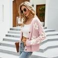thumbnail image 3 of Women's Fall Cute Daisy Button Jacquard Knit Cardigan Sweater Jacket, 3 of 7