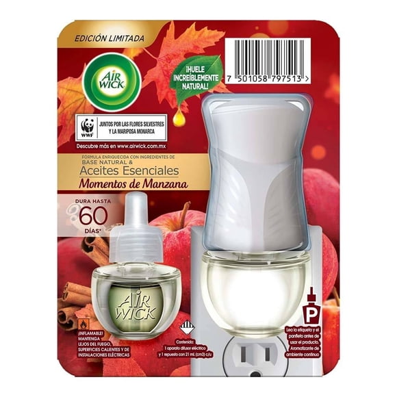 Difusor eléctrico Air Wick y repuesto manzana canela 21 ml