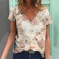 thumbnail image 1 of Pntutb, blusa estampada de verano para mujer, camisetas casuales con cuello en V, camisetas de manga corta, tops Pntutb Pntutb-3727, 1 of 5