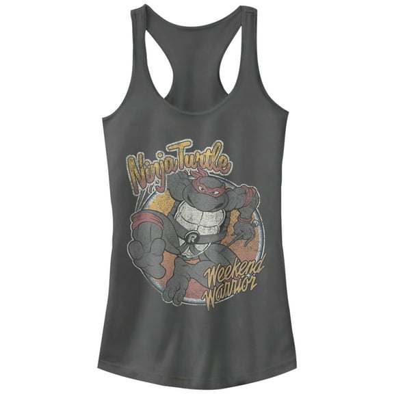 Junior's Teenage Mutant Ninja Turtles Weekend Warrior  Racerback Tank Top Charcoal Medium