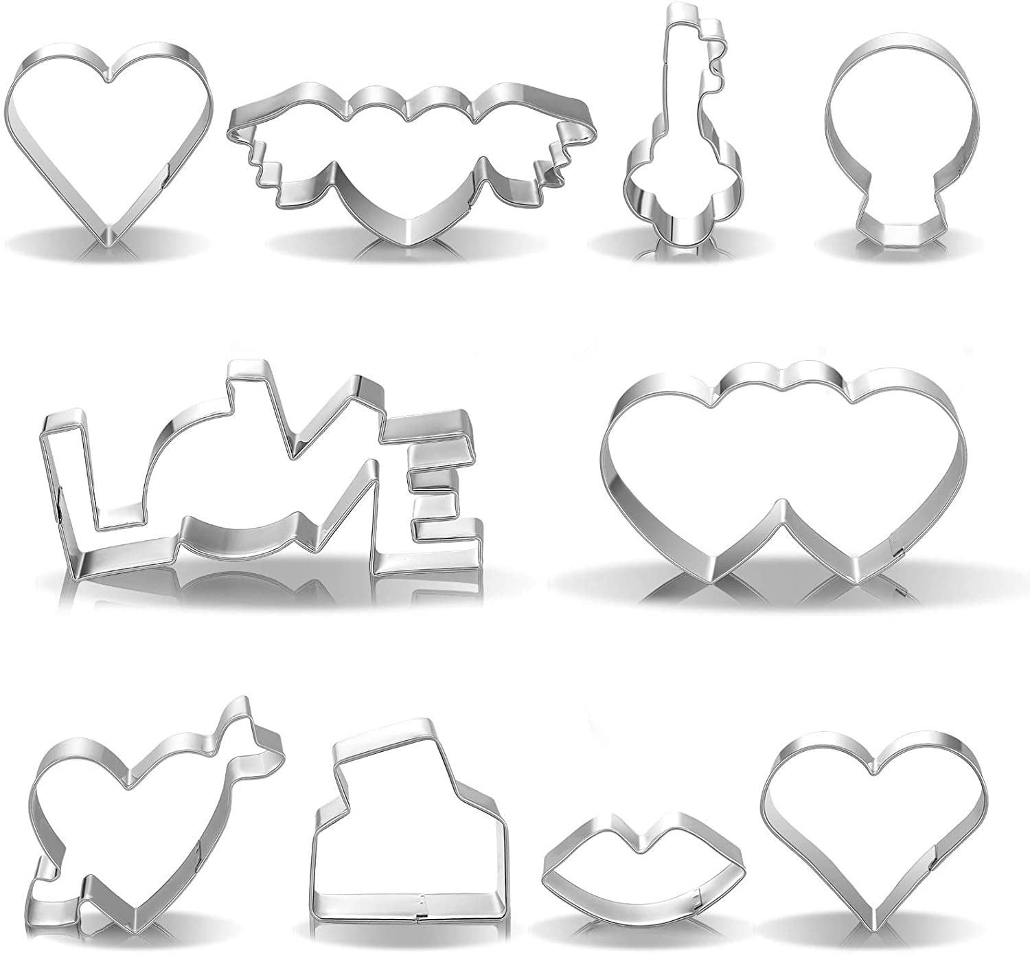 10 Pieces Valentine Cookie Cutter Valentine's Day Heart Shaped Cookie