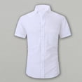 thumbnail image 2 of Camisas Para Hombre Manga Corta Camisa informal de algodón con botones para hombre, manga corta, para todos los días (White, XXL), 2 of 3