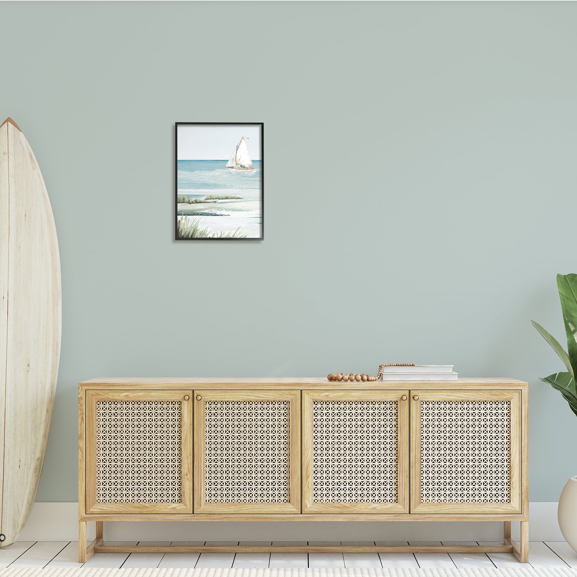 Stupell Indtries Sailing the Bay Soft Traditional Grassy Nautical Landscape,16 x 20,Design by Patricia Pinto