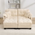 thumbnail image 4 of Harper & Bright Designs Chenille Loveseat Sofa with 2 Ottomans, Cloud Couch Chaise Lounge, 2 Seater Tufted Sectional Sofa with Deep Seat and 4 Pillows for Living Room, Beige, 4 of 12