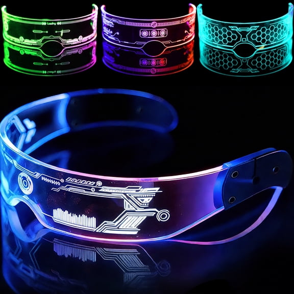LED light-up glasses 7-color glow-in-the-dark party supplies Halloween carnival accessories Neon glasses Cyberpunk futuristic style glasses