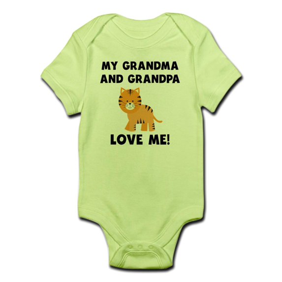 CafePress - My Grandma And Grandpa Love Me Tiger Body Suit - Baby Light Bodysuit