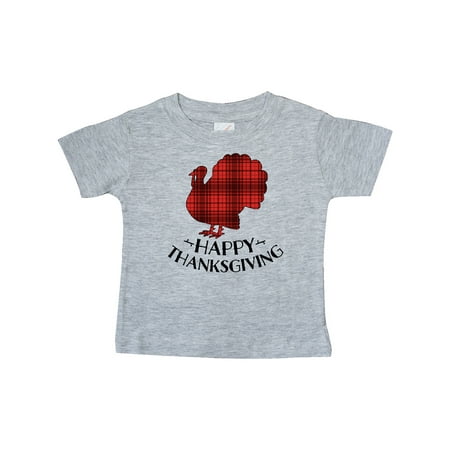 

Inktastic Happy Thanksgiving with Plaid Turkey Silhouette Gift Baby Boy or Baby Girl T-Shirt