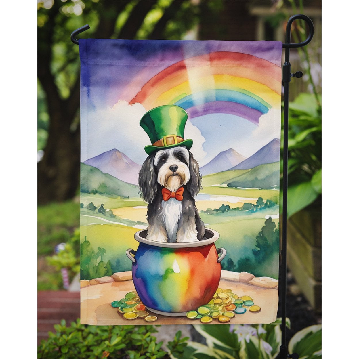 Tibetan Terrier St Patrick's Day Garden Flag 11.25 in x 15.5 in