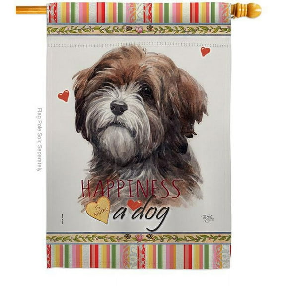 Breeze Decor H110229-BO 28 x 40 in. Dog Brown Tibetan Terrier Happiness Double-Sided Decorative Vertical House Flag