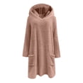 thumbnail image 5 of Red Hoodies for Women's Double Velvet Autumn and Winter Fluffy Large Profile Long Sleeved Casual Warm Long Sleeved Plush Sweatshirt with Pockets Fall Tops for Women 2025, 5 of 6