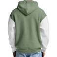 thumbnail image 5 of Men's Color Block Quarter-Zip Hooded Waffle Knit Sweatshirt, Thickened Fleece Texture Pullover, Fall Spring Street Style,Army Green,L, 5 of 5