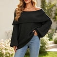 thumbnail image 2 of Wenini Women's Shoulder Solid Color Knit Sweater Top Long Sleeve Loose Casual Pullover Top, 2 of 6