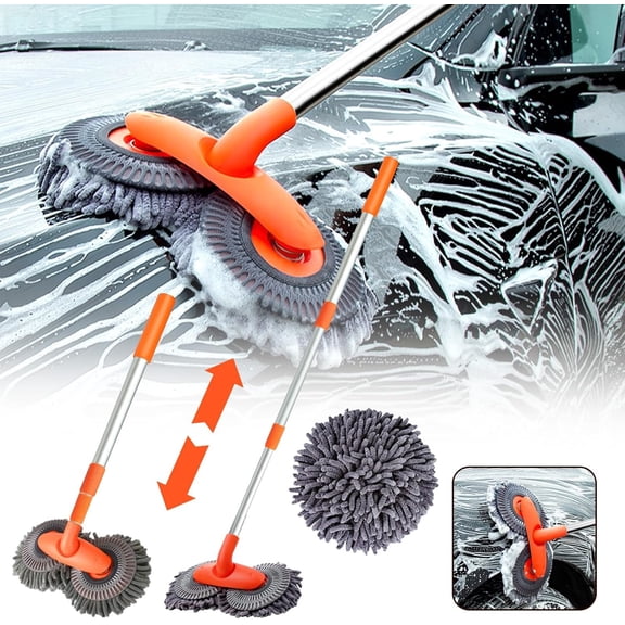 New Car Wash Brush with Long Handle,45-Inch Microfiber Car Wash Mop with Long Handle,Car Wash Mop Mitt Long Handle Car Cleaning Kit Brush, Kit Brush Duster Scratch Free Cleaning Tool