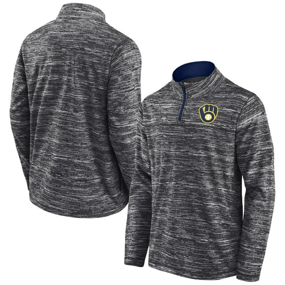 Men's Fanatics Charcoal Milwaukee Brewers Getting Faster Space-Dye Quarter-Zip Top