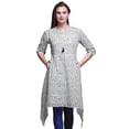 thumbnail image 1 of Bimba Hauts Imprimés Shibori à Cercle Bleu pour Femmes Kurti Asymétrique Robe d'Été pour Filles Petit, 1 of 6
