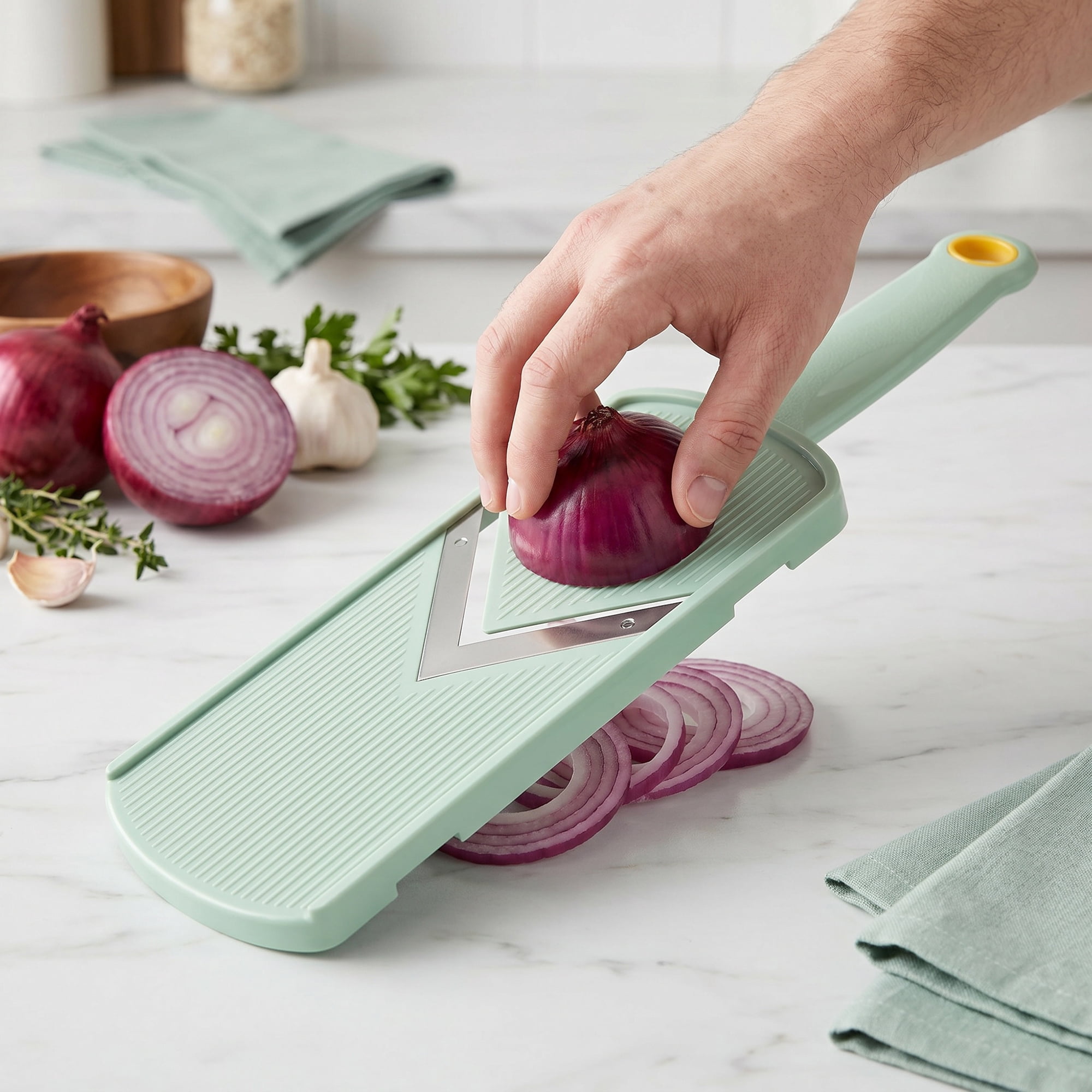 Unique Bargains Multifunctional Mandoline Slicer & Chopper for Kitchen Green 12"x3.3"