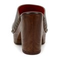 thumbnail image 3 of YDN Women's Open Round Toe Platform Mules Slides Chunky Block High Heels with Rivet Studded Slip On Comfy Sandals Dressy Casual Party Shoes Size 8 Saddle Brown, 3 of 4