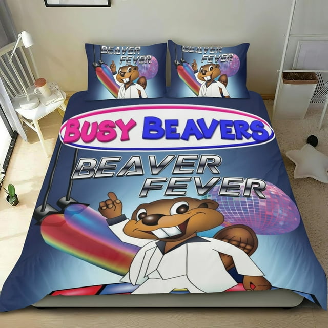 Castores Ocupados Conjunto de sábanas temático, trío de piezas, cómodo y amigable con la piel, diseño único, regalo de decoración para el hogar para familiares, amigos y fans, 90 cm * 190 cm