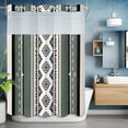 thumbnail image 2 of Abstract Stripes No Hook Shower Curtain with Snap in Liner Green Beige Aztec Native Tribal Stripes Geometric Waterproof Bathroom Shower Curtain with See Through Top Window for Bathtub 60" x 72", 2 of 9