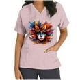 thumbnail image 2 of REORIAFEE Tshirts for Women Graphic Mardi Gras Mask Prints Short Sleeve TShirts Round Neck Carnival Fancy Tees Themed Party Fashion Tops Loose Blouse Pink XXL, 2 of 5