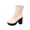 Beige, variant on Square Toe Boots for Women High Chunky Block Heel Ankle Booties Platform Stretch Boots for Autumn Winter