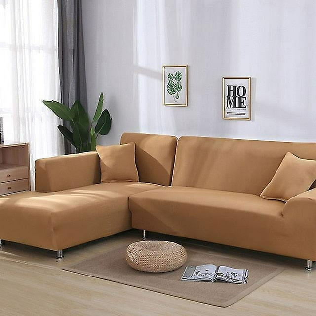 Housse de Canapé Élastique Extensible Couleur Unie Grise Nécessite Commande 2 Pcs Housse de Canapé Si l-style fundas Canapés avec Housse de chaise longue pour Canapé