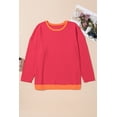 thumbnail image 2 of Relaxed Fit Plus Size Long Sleeve Top with Stripe Pattern - Orange - [ZhiHiMeRi] | (US 18W-20W)2X, 2 of 9