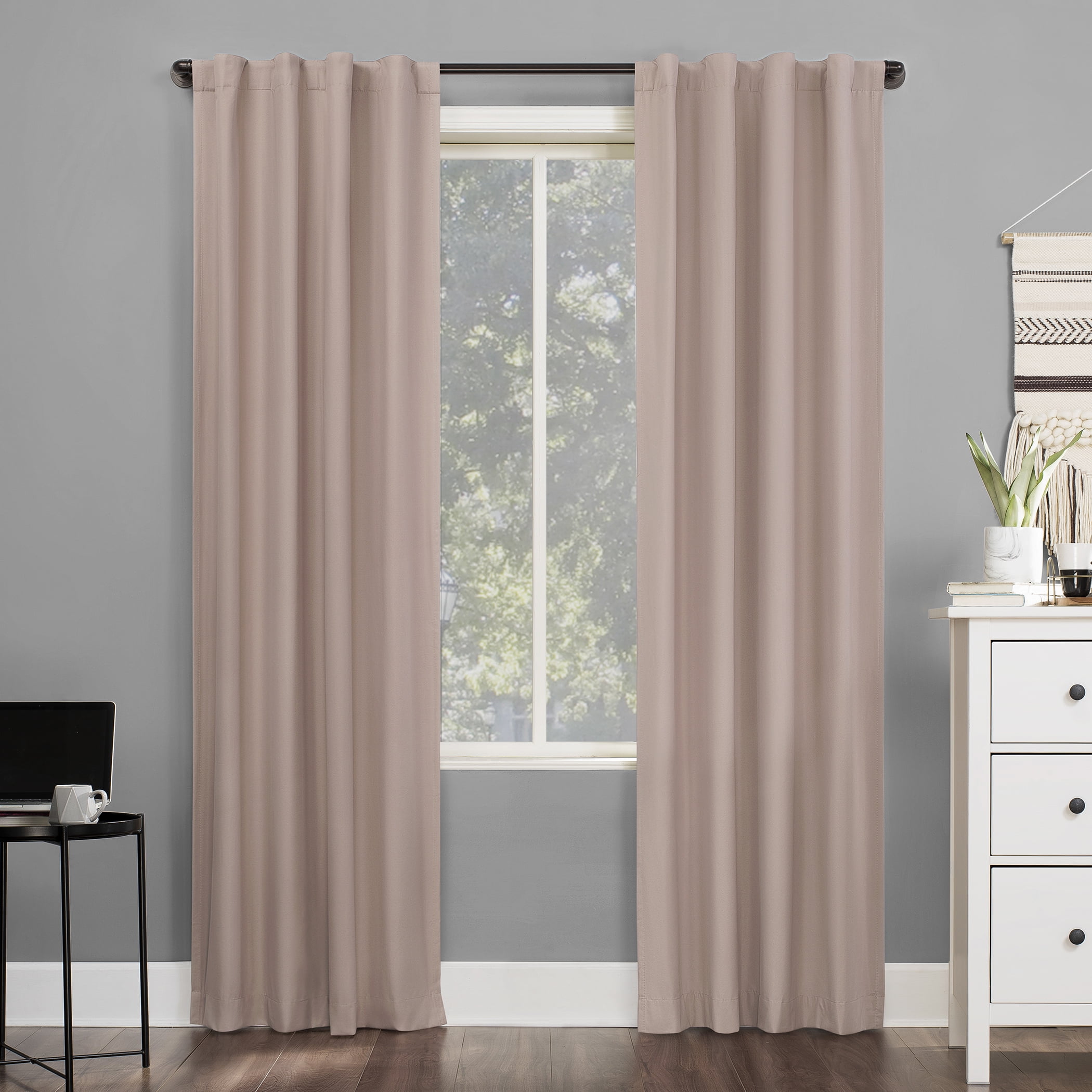 NEW LIGHT REDUCING PLAIN SEMI BLOCK OUT THERMAL BACKED LINED PAIR OF CURTAINS 